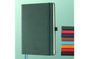 IN-LUXPRO Diary 2026 Planner: A5 Week to View (21.9x16.4 cm) 12 Months (Jan.-Dec.) Weekly & Monthly Planner with Month Tabs & Pocket, Expenses/Note Pages 100GSM Paper PU Leather Green