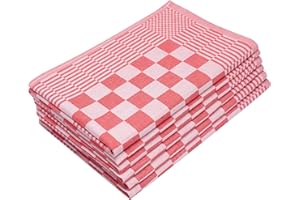 ZOLLNER Czerwone Ściereczki Kuchenne Bawełniane w Kratkę 6 Sztuk 65x65 cm
