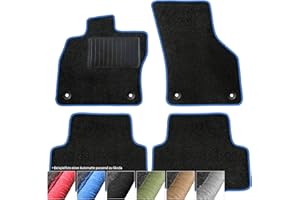 moto-MOLTICO Fußmatten Auto - Velours Autoteppiche passend für Skoda Octavia iI, IV ab 2013-4-teiliges Set - Schwarze Automatten mit Blauen Ziernähten