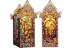 Quanquer Book Nook DIY Kit: Puppenhaus Holz Miniatur Haus Kit mit LED-Sensor-Licht, Dunkle gotische Magie 3D Holzpuzzle Book Nook Kits, Modellbausätze für Personen über 14 Jahre Kreatives Geschenk