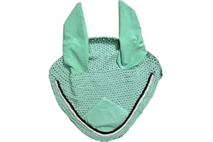 Spire Velo suave de ganchillo transpirable de algodón para las orejas, máscara de control de moscas de caballo, capó protector (mazorca, turquesa/negro-blanco)