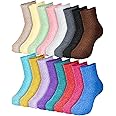 SATINIOR 16 Pair Fuzzy Fluffy Sock Unisex Non Skid Cozy Slipper Sock Colorful Plush Warm Ankle Stocking for Women Home Sleep, Multicolor, One size