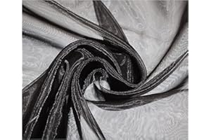 THEFABRICTRADE Premium Crystal Organza Voile Fancy Dress Costume Decorations Fabric 150cm Wide/Sold by The Metre (Black)