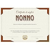Certificato miglior NONNO del mondo. Attestato Diploma per compleanno o festa dei nonni. Idea regalo originale. Biglietto di 