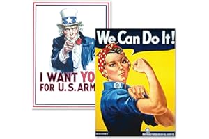 Palace Learning 2er-Pack – Uncle Sam – I Want You & We Can Do It Poster-Set – Weltkrieg – Armee – Rosie The Riveter laminiert, 45,7 x 61 cm