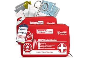 Upgrade4cars 2 x Kit di Pronto Soccorso per Auto Casa Viaggio Trekking ecc. Cassetta Medica Primo Soccorso Completo 2025 Portatile Rosso Borsa Emergenza Completa per tutta Europa