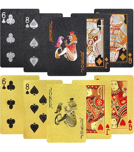Zidwzidwei Premium Poker-Karten 2er Set – Gold & Schwarz, PET-Kunststoff, Wasserdicht – 104 Karten + 4 Joker