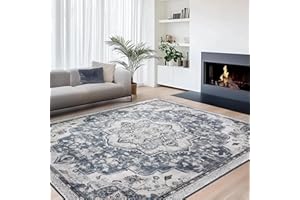 ‎SONGMICS HOME SONGMICS HOME Vintage Teppich, 200 x 290 cm, Wohnzimmerteppich, Schlafzimmerteppich, Waschbarerteppich, Rutschfester Teppich, für Küche, Flur, Esszimmer, Taubengrau TAR310G01