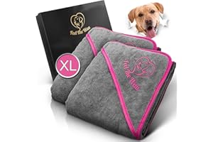 FeelTheWau Hundehandtuch extra saugfähig - Hundehandtuch für große Hunde und kleine Hunde - KUSCHELWEICH - Hunde Handtuch - Geschenk für Hundebesitzer (2er Pack 130x75cm, Grau/Pink)