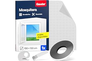 GAUDER Mosquitera para Ventana - Red Anti-Insectos con Cierre de Gancho y Bucle - Protección Adhesiva contra Mosquitos - Malla Autoadhesiva (130 x 150 cm - Negra)