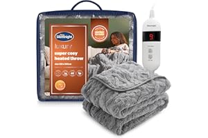 Silentnight Luxury Super Cosy Heated Throw -Thick Snuggly Soft Chunky Knit Jacquard Fleece Electric Blanket for Sofa Bed with 9 Heat Settings -Fast Heat-up and Safe Shut Off -Machine Washable Charcoal