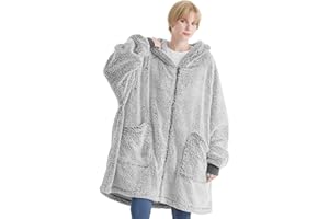 BEDSURE Hoodie Decke mit Ärmeln - Kuscheldecke mit Ärmeln übergroße Pullover Mit Reißverschluss, Sherpa Kuschelpullover Loungewear Sweatshirt Lang, Weihnachtsgeschenke für Frauen Herren Damen