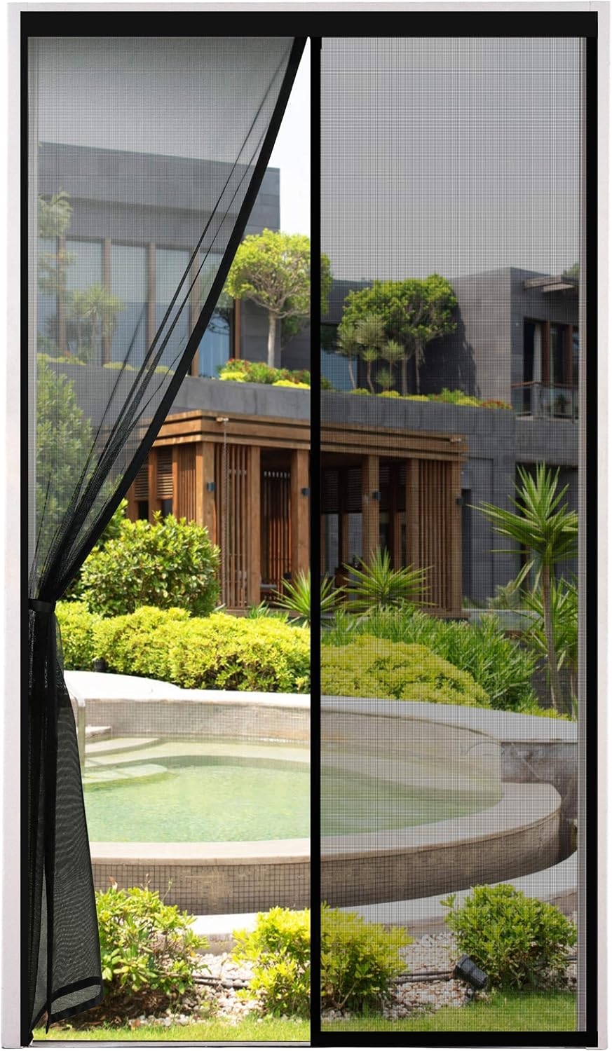 ÉPAISSIE Moustiquaire Porte Magnétique 90x210cm Maille Fine Tenda Porte avec Totalement Magnétique, Fermeture Automatique pour Balcon, Installation Facile, Noir