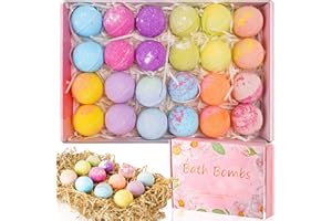 CHEPULA 24pcs Bombe da Bagno Set Regalo, Oli Essenziali Biologici Naturali Vegani, Incartato Singolarmente Regali di Bellezza Spa Bomba per Ragazza Bambini Moglie Compleanno San Valentino Festa della Mamma