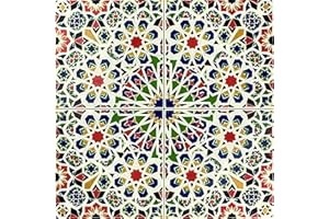 Cerames piastrelle ceramiche marocchine Mattullah – ceramiche piastrelle mosaico decorative per il bagno, la cucina, sotto le scale | Piastrelle colorate marocchine con motivo orientale 20x20 cm