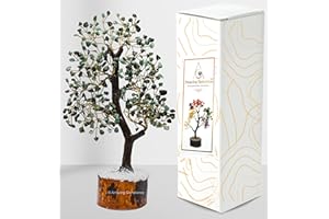 AMAZING GEMSTONE Emerald Natural Healing Premium Crystal Bonsai Feng Shui Fortune Money Tree of Life for Home Office Decor (Gift Box Ready,10-12 Inch)