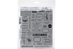 STAMPERS ANONYMOUS Timbri adesivi Tim Holtz, 17,8 x 20,5 cm, note di campo