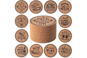 STARUBY 12 Pièces Dessous de Verre en liège, sous-Verres pour Boissons, sous Verres pour Table Basse, pour Une Décoration Absorbante dans la Cuisine ou la Salle à Manger de 10cm de Diamètre, Bar