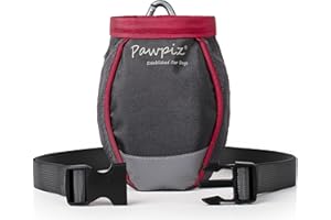 Pawpiz Dog Treat Pouch with Waist Clip, Adjustable Belt, Carabiner & Zippered Pocket | Waterproof Lining & Water-Resistant Shell | UK Brand (Grey)