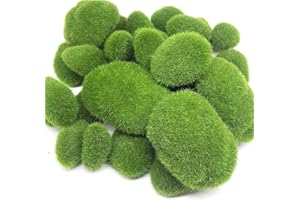 Woohome 30 PCS 3 Size Artificial Moss Rocks Decorative, Green Moss Balls, Fake Moss Decor for Floral Arrangements, Fairy Gardens and Crafting