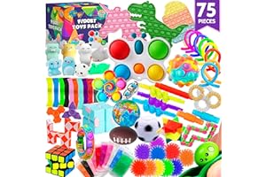 STASHABLES 75 pcs Fidget Toys Kids Pack - Pinata Fillers, Party Bag Fillers, Classroom Prizes, Stress Relief Toys, Goodie Bag Fillers and Rewards for ADHD, Autism Bulk Fidgets Box Gifts, Toys for Boys and Girls