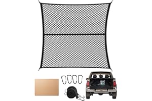 ‎FOUNDGO FoundGo 120x120cm Gepäcknetz [Max. 210x210cm Dehnbar] Hochelastisches Kofferraumnetz Trennnetz Gepäckfixierung für LKW Auto Wohnmobil inkl (Doppellagig mit Haltegurt, 120x120cm)