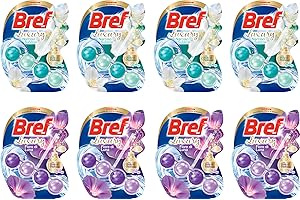 Bref WC Luxury Narciso Sublime + FIore di Luna, Detergente Profumatore in Pastiglie Igienizzante Bagno, Pulito, Fresco, 8 Confezioni