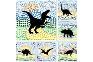 ORIGACH 6 Pcs Dinosaurs Window Suncatcher Gem Art Craft Kits for Beginner DIY Suncatcher Diamond Stickers Set Window Gem Art Set Diamond Painting Shining Arts Crafts Supply Birthday Gift