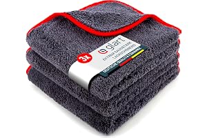 Glart 443TP Premium Fleece Set av Mikrofiberdukar Ultramjuk för Perfekt Färgvård, Antracit, 40 x 40 cm, Set med 3