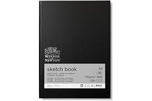 Winsor & Newton 6673008 szkicownik z 50 arkuszami papieru do szkicowania, gramatura 170 g/m², twarda oprawa, wiązana klejem na plecach, arkusze z mikroperforacją – A3