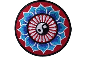 ELLU Yin e Yang Lotus Flower patch Iron Sew on embroidered badge Hindu Buddha yoga