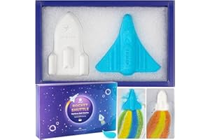ORIGLAM Badekugeln für Jungen, 2 extra große Space Shuttle & Rakete Badekugeln für Kinder, Schaumbad, handgefertigtes Regenbogen-Badebomben-Geschenkset, 1/2/3 Jahre alter Junge, Geburtstagsgeschenke