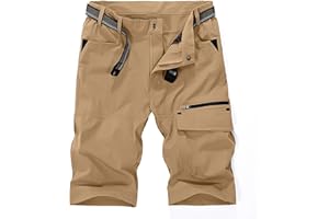 donhobo Mens Quick Dry Cargo Shorts Water Resistant Multi-Pockets Outdoor Walking Shorts Durable Fabric
