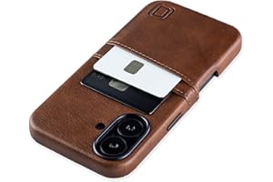 ‎DOCKEM Dockem Etui na Karty V2 do iPhone 16 z Wycięciem na Kontrolę Aparatu, Wbudowaną Metalową Płytką i 2 Kieszonkami na Karty: M2 Exec Portfelowa Obudowa Premium ze Sztucznej Skóry (Brazowy)