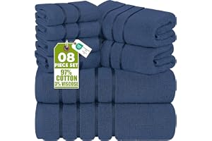 Utopia Towels - 8 delat lyxigt handduksset, 2 badhanddukar, 2 handdukar och 4 tvättlappar, 97% bomull, högabsorberande viskos
