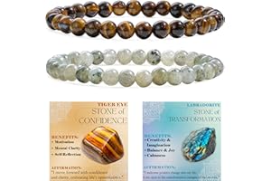 Bivei 3-teiliges Perlenarmband Damen Handgefertigter Naturstein Heilsteine Edelstein Perlen Armband, Yoga, Meditation, Schutz Geschenk