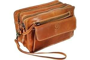 Rustic Town Mens Genuine Leather Wrist Bag Hand Clutch Travel Money Mobile Cab Organiser Mens Handbag