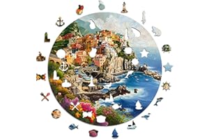 Iconic Puzzles - Portofino, Italia, puzzle in legno 100% sostenibile, Regali per Bambini e Adulti, taglia M, 350 Pezzi