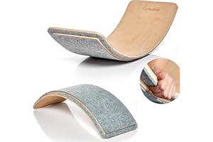 KİNDBOS Balance Board kinder- 80x30 cm - Balance board aus Holz mit Fingerschutz+Filz/ohne Filz Kurviges Wackelbrett (FILZ)