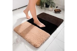 chakme Bardzo gruba mata łazienkowa, antypoślizgowa, nadaje się do prania, chłonny dywanik łazienkowy, trzy kolory, w paski, 51 x 81 cm, mieszany brąz