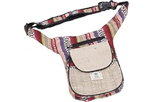 GURU-SHOP GURU SHOP Bestickte Ethno Sidebag, Nepal Gürteltasche - Braun, Herren/Damen, Baumwolle, 15x20x8 cm, Festival- Bauchtasche Hippie