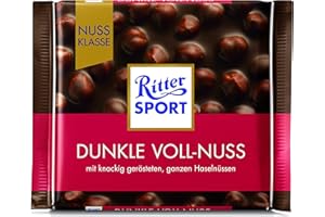 Dark Chocolate Bar | Ritter Sport | Dark Whole Hazelnut | Total Weight 100 Grams