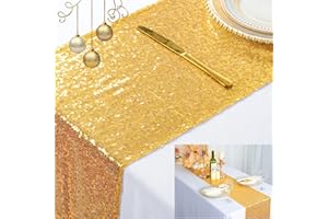 ShinyBeauty runner da tavolo con paillettes, colore oro, 30 x 100 cm, decorazione per esterni, decorazione da tavolo con paillettes per matrimoni, biancheria da tavola per Natale(30 x 100 cm, dorato)