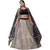 TRENDMALLS Women's Georgette Embroidery Sequence Work Lehenga Choli with Dupatta For Women Semi-Stitch