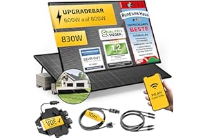 Solakon® 830W Balkonkraftwerk 800W komplett Steckdose - Inklusive Halterung - Balkonkraftwerk 800 Watt upgradebarer Wechselrichter 600W - zwei 415W Solarmodule im Solaranlage Komplettset - 10m Kabel