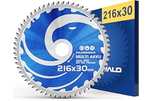 FALKENWALD ® Lame de scie circulaire 216 x 30 mm (AKKU, Multi) pour bois, métal, plastique et aluminium avec 60 dents en métal dur - Compatible avec Bosch, Metabo