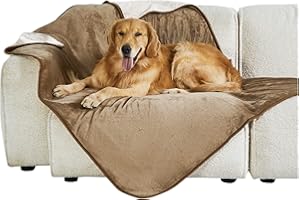 LE SURE Lesure Couverture Imperméable pour Ghiens Grande Taille - 127x152cm Couverture pour Chiens Lavable, Protection de Canapé pour Chiens en Polaire Sherpa, Chameau