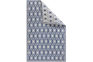JEMIDI Dywan zewnętrzny do ogrodu, 120 x 180 cm, dywan na patio lub taras, odporna na warunki atmosferyczne, z geometrycznym wzorem diamentowym, ciemnoniebieski