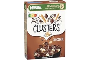 Nestlé CLUSTERS Schokolade, Cerealien aus 59 % Vollkorn, mit Schokolade & Mandeln, enthält Vitamine, Calcium & Eisen, 1er Pac