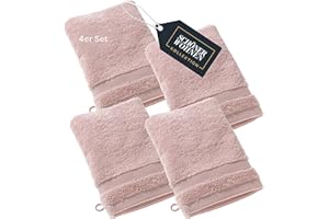 SCHÖNER WOHNEN KOLLEKTION SCHÖNER WOHNEN Set di 4 guanti da bagno in spugna - Rosa - 16x21cm - Lavette Viso - salviette in 100% cotone - molto assorbente - Oeko-Tex - 500g/m2 - Hotel e B&B - qualità di lusso